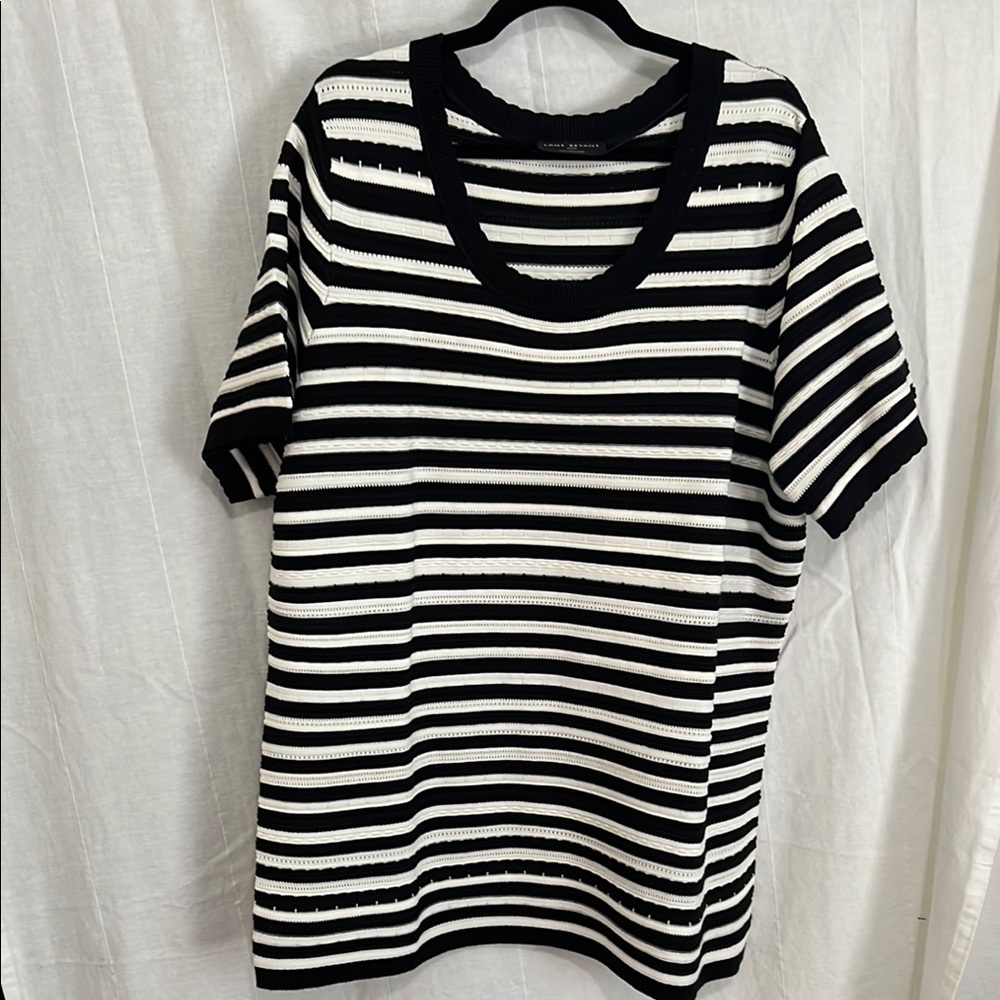 Lane Bryant Monochrome Striped Knit Top